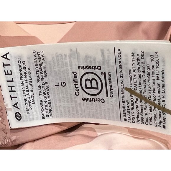 NWT ATHLETA Empower II Train Printed Bra A-C Sz LARGE Pink Camo Front Zipper - Picture 5 of 6